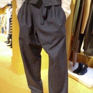 Loewe Belted and Pleated Oversized Wool Tweed Trousers